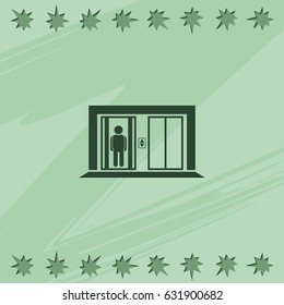 Man in elevator icon. Lift illustration.