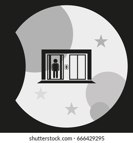 Man in elevator icon. Lift illustration.