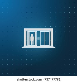 Man in elevator icon. Lift illustration.