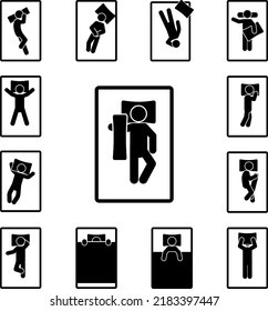 man embrace with pillow icon in a collection with other items