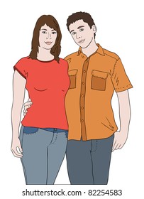 man embracing girl, vector