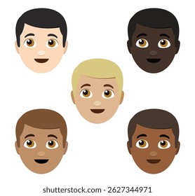 Man gezicht set pictogram vector illustratie geïsoleerd.