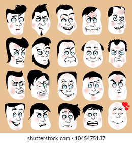 A man emotions - joy, sadness, hurt, shock, joy, inspiration
