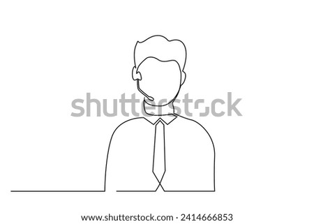 man employee answering machine support call work one line art design