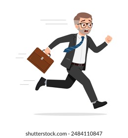 man employee run because of deadline time