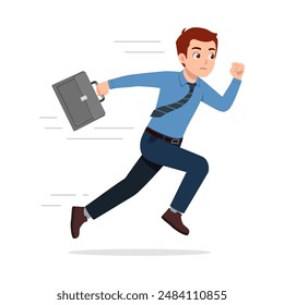 man employee run because of deadline time