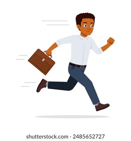 man employee run because of deadline time