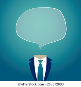 man with empty bubbles speech instead of head, vector illustration