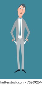 Man with empty pockets