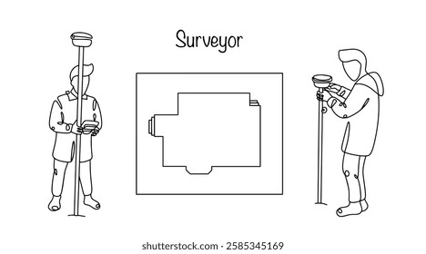 A man engaged in measuring and mapping the earth's surface. He determines the coordinates of points, heights, slopes, conducts topographic surveys and draws up maps and plans for construction.