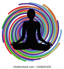 The man is engaged in spiritual practices. Vector illustration.