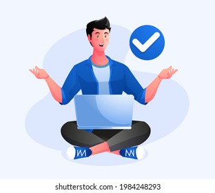 un hombre disfruta trabajando con una laptop