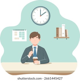 A man enjoying coffee break at table