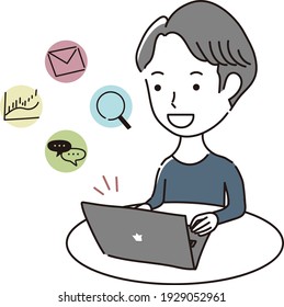 A man enjoying the internet on a laptop