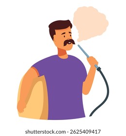 Man is enjoying a relaxing evening at a lounge party, indulging in the flavors of a hookah