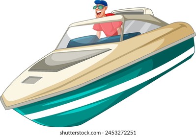 Man Enjoying Ride in Speedboat