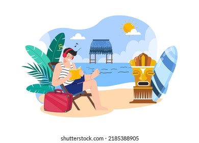 Man enjoying Summer holiday at the beach