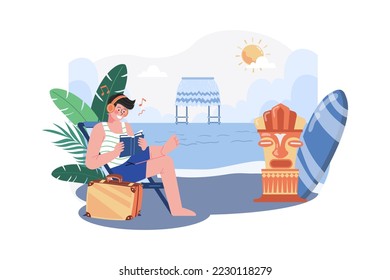 Man Enjoying Summer Holiday At The Beach