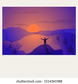 man enjoying the sunset vector editable file as eps