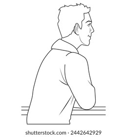 A man enjoying the view in outline and vector format.