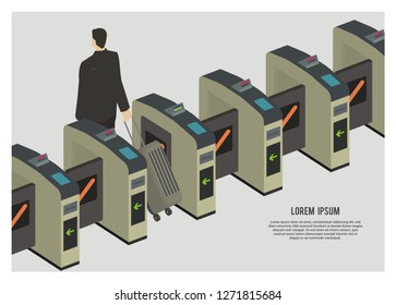 a man entering automatic gate machine