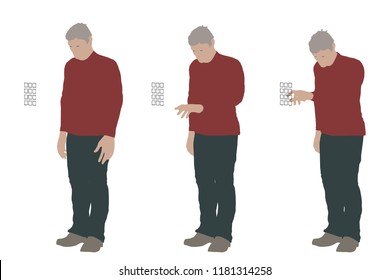 Man entering pin code. Isolated on white background. Vector illustration. Flat style.