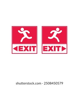 Man enters and exits room door. Entry and exit sign. Vector