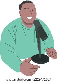 A man was enthusiastically broadcasting.