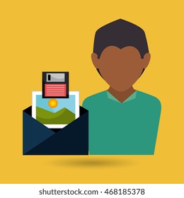 man envelope links photo vector illustration graphic