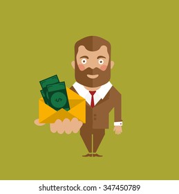 Man with envelope with money.