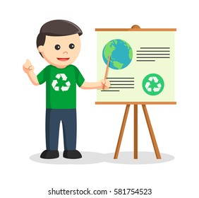 man environmental activist giving presentation