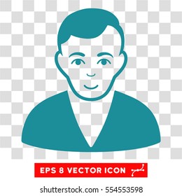 Man EPS vector pictogram. Illustration style is flat iconic soft blue symbol on chess transparent background.