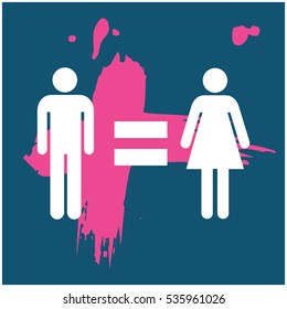 Man Equal To Woman Gender Equality Concept Design (Vector Illustration In Flat Style Design)