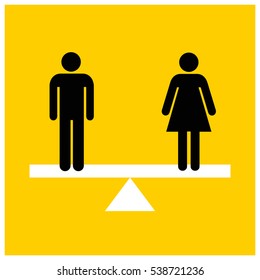 Man Equal To Woman On A Scale Gender Equality Concept Design (Vector Illustration In Flat Style Design)