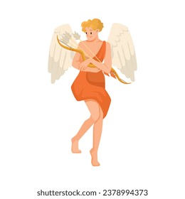 Man Eros Ancient Greek God and Deity as Figure from Mythology Vector Illustration