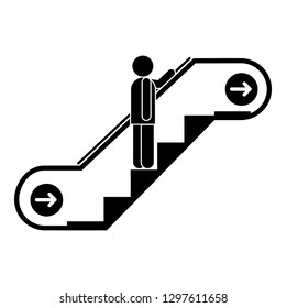 Man escalator up icon. Simple illustration of man escalator up vector icon for web design isolated on white background