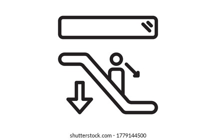 Man escalator move down icon, simple style
