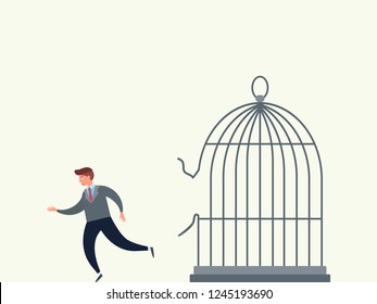 Man escaped from the cage. Freedom