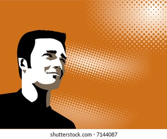 Man with ethereal vector background