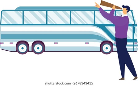 The man examines weather updates using a magnifier