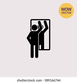 Man Examining Himself in Mirror Icon
