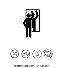 Man Examining Himself in Mirror Icon
