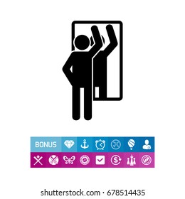 Man Examining Himself in Mirror Icon
