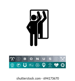 Man Examining Himself in Mirror Icon