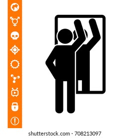 Man Examining Himself in Mirror Icon