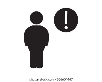 man, exclamation mark icon, vector illustration eps10