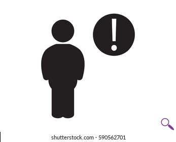 man, exclamation mark icon, vector illustration eps10