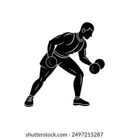 Vector de silueta negro de ejercicio para hombre, ideal para diseños de fitness e ilustraciones de entrenamiento.