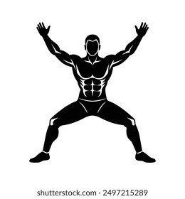 Mann Übung schwarze Silhouette Vektor, ideal für Fitness-Designs und Workout-Illustrationen.