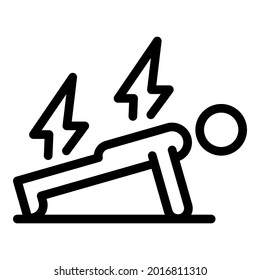 Mann übt Ikone. Outline-Mann-Übung, Vektorsymbol für Webdesign einzeln auf weißem Hintergrund